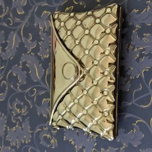 New, silver tone, crystal, folding mirror compact, never used.